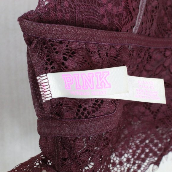 Victorias Secret Pink Purple Floral Lace Racer Back Push Up Bralette Size S - Picture 8 of 10